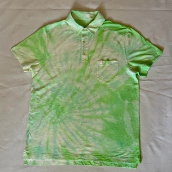 J CREW Med Neon Green Tie-Dye T-Shirt Polo​​​​​​​​​​​​​​​​​​​​​ - Picture 1 of 5